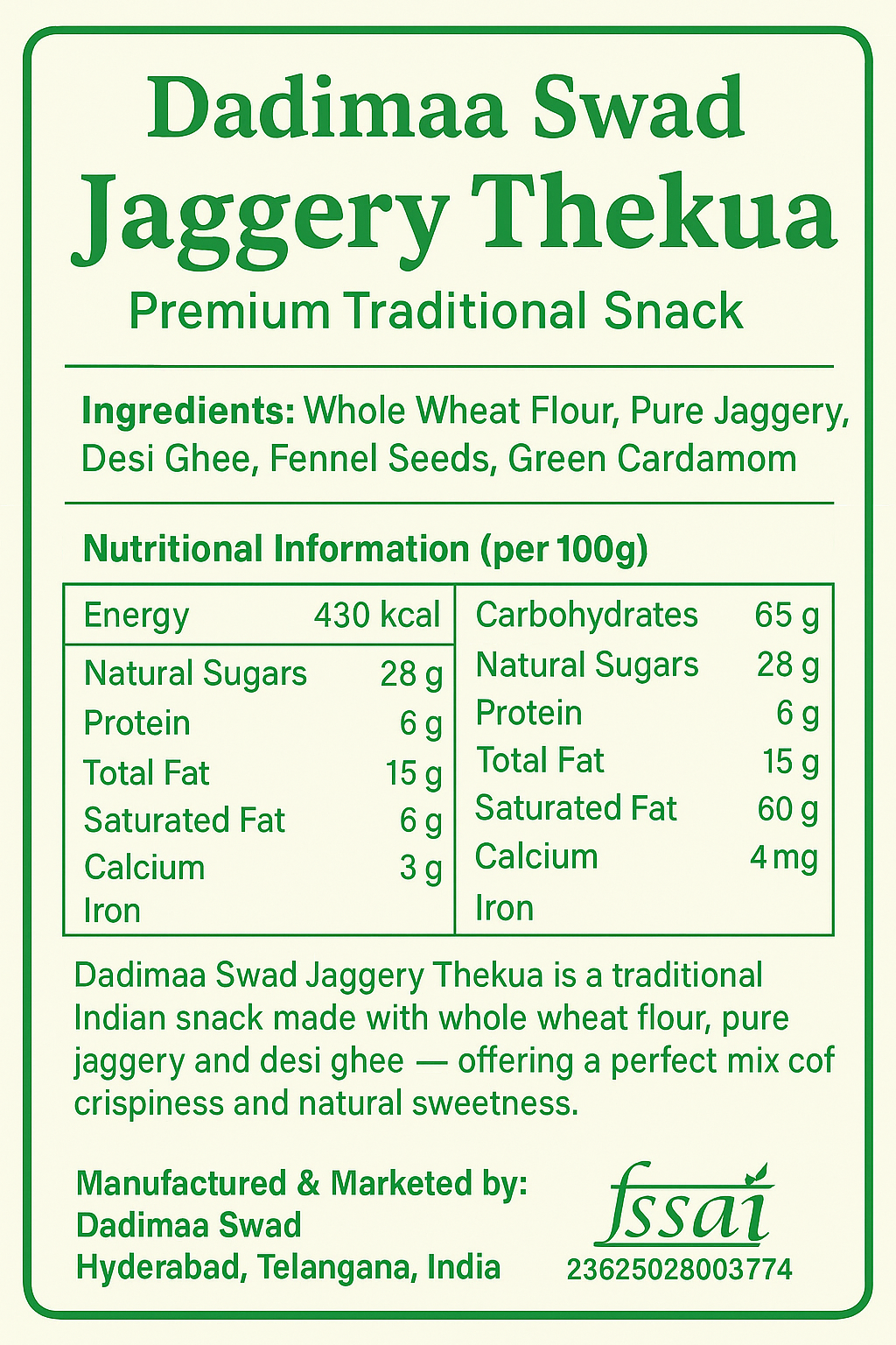 750g Traditional Jaggery Thekua